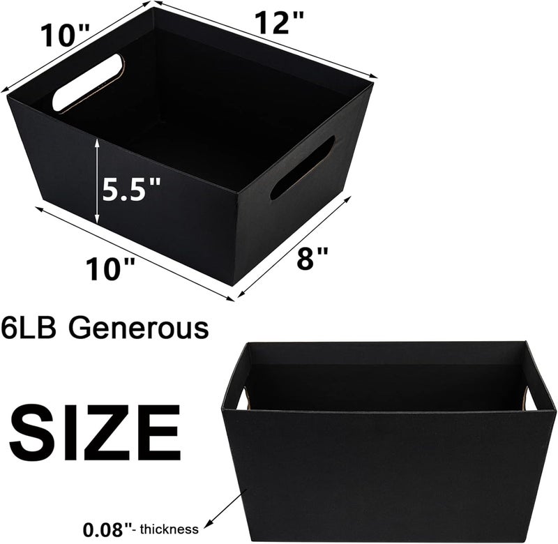 DEAYOU 5 Pack Gift Basket Empty, 12" x 10" Kraft Basket With Handle, 6 LB Cardboard Gift Basket Market Tray, Large Black Paper Baskets Holder Container for Wine Gift, DIY, Food, Snacks, Crafts, Easter - Image 2